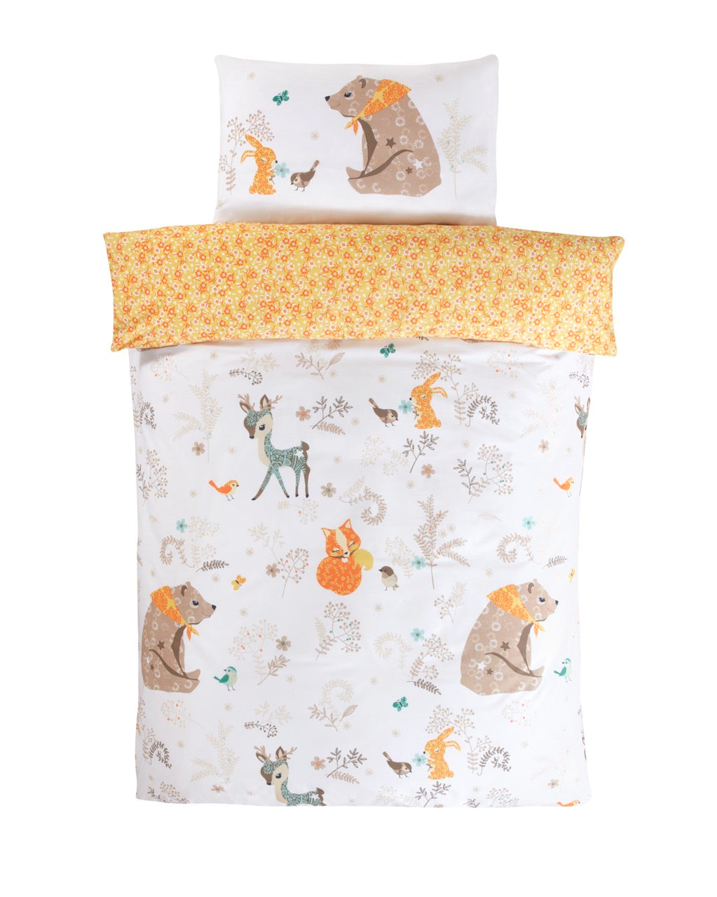 Sweet Woodland Friends Reversible Ochre Duvet Cover Set