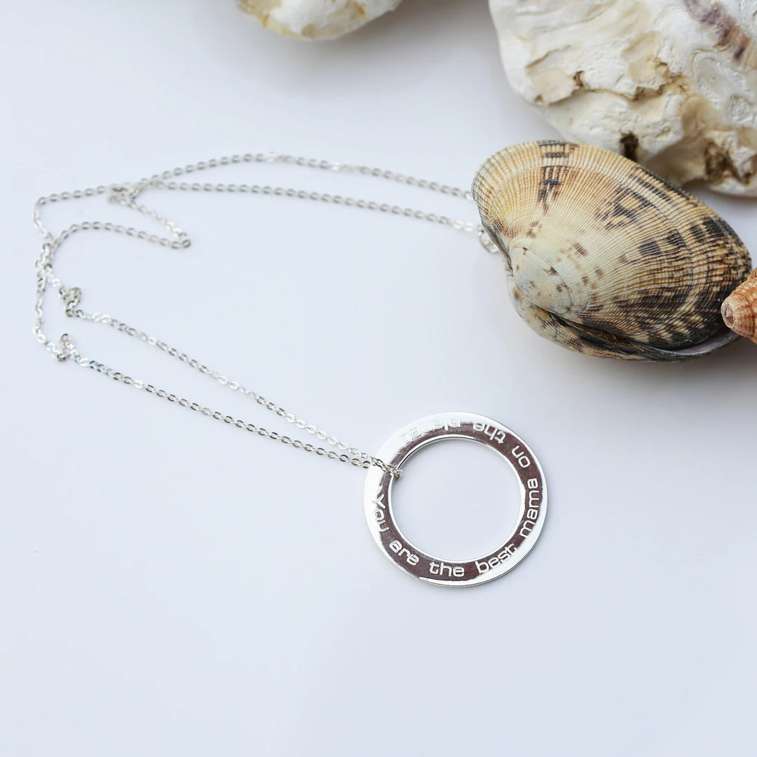 Sterling Silver Engraved Halo Necklace