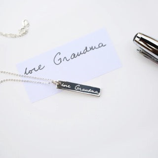 Sterling Silver Bar Necklace - Actual Handwriting