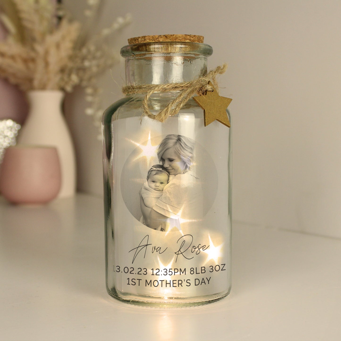 Personalised Photo Upload LED Glass Jar