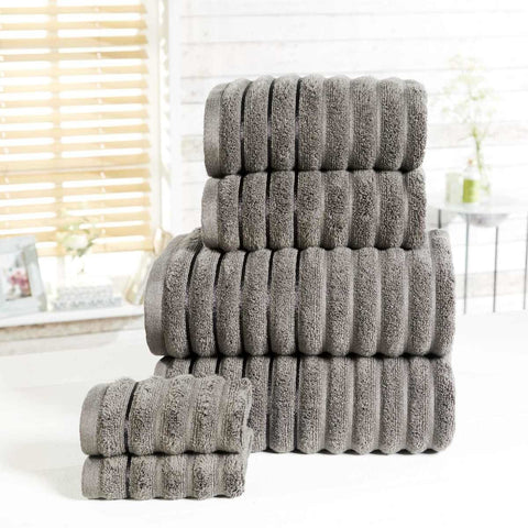 Ribbed 100% Cotton 6-Piece Towel Bale Set Charcoal