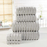 Ribbed 100% Cotton 6-Piece Towel Bale Set Silver