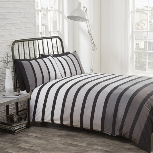 Soho Stripe Bedding - Black/Grey