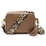 Personalised Elie Beaumont Taupe Bag With Leopard Strap