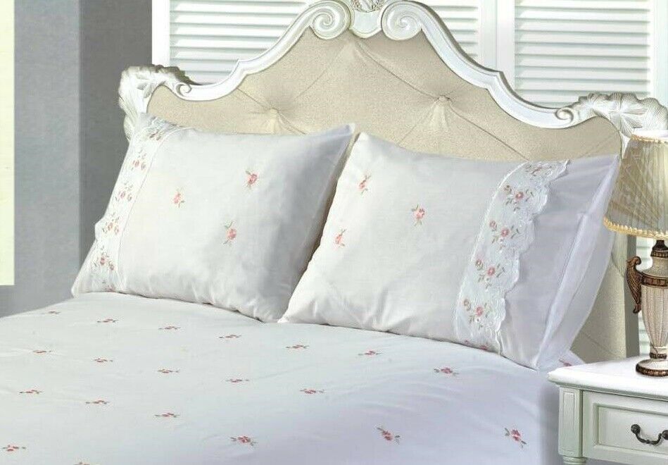 Sophie Lace Trim Duvet Set - White or Cream