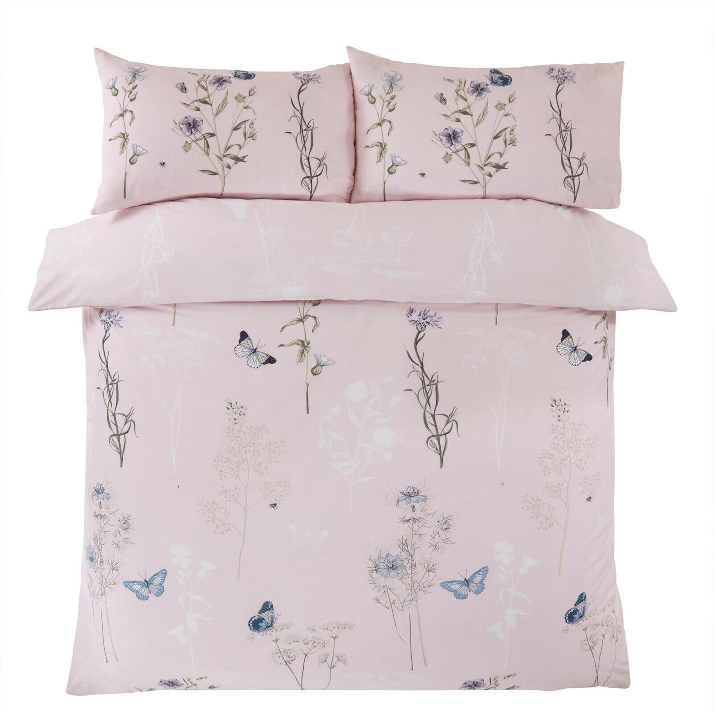 Laura Floral Butterfly Blush Pink Duvet Cover Set