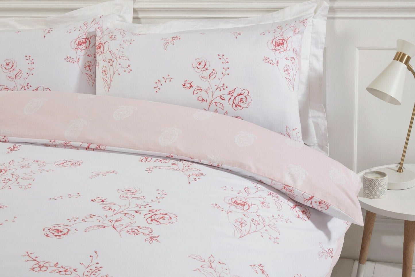 Eco - Friendly Cotton Sadie Duvet Cover Set - Rose - Reversible