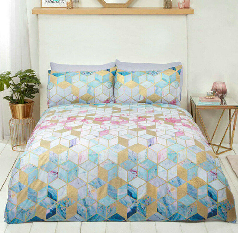 Quartz Geometric Foil Duvet Set - Multi