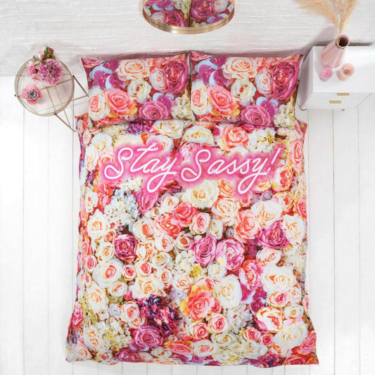 “Stay Sassy” Floral Bright Bold Duvet Cover Bedding Set Multi