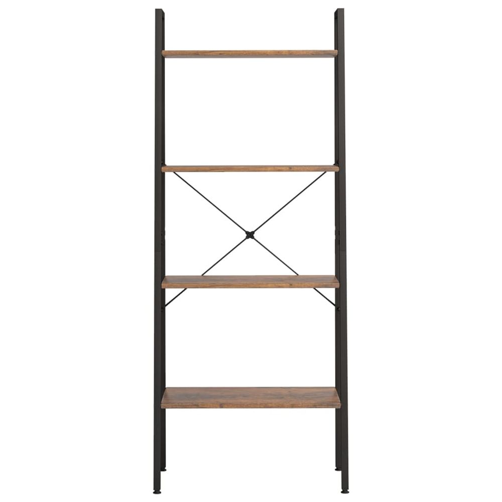 4-Tier Standing Shelf Dark Brown and Black 56x35x140 cm